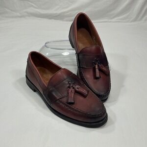 Allen Edmonds Schreier Mens 9.5 C Burgundy Leather Tassel Loafers USA Made